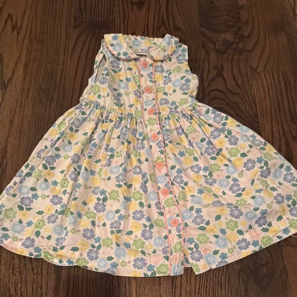 Rachel Riley Blue Sleeveless Sundress with Peter Pan Collar